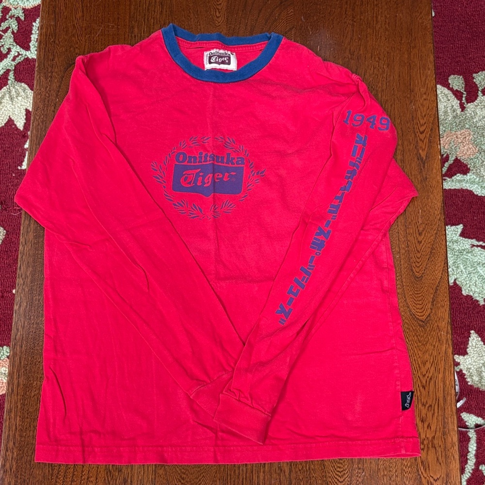 Onitsuka ASICS Tiger Red Long Sleeve Shirt Small